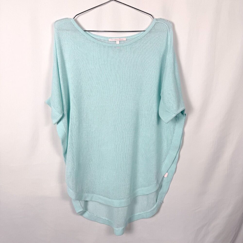 Victorias Secret Pastel Aqua Loose Knit Sheer Top Beach Cover Up Loungewear MD